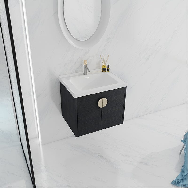 24 Inch Small Bathroom Vanity Cabinets With Sink Float Mounting Design,Soft Close Doors