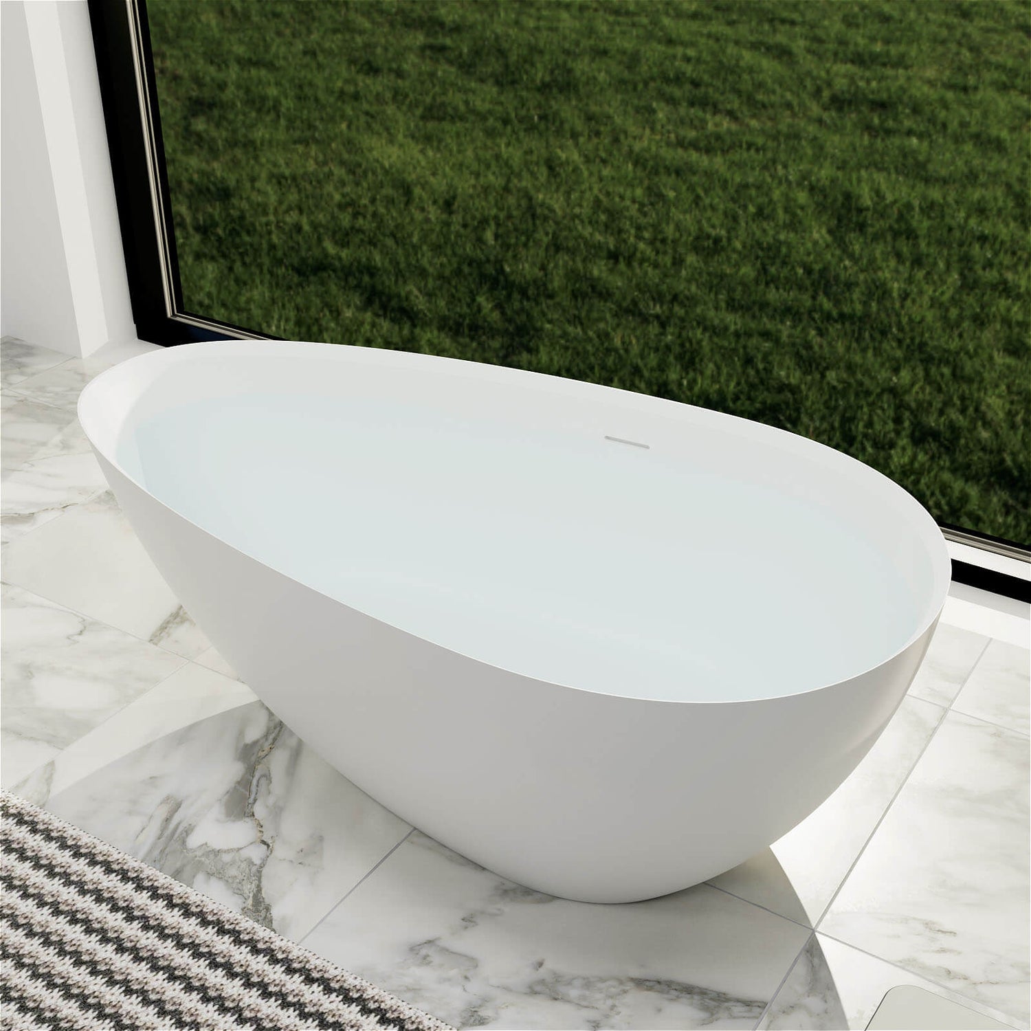 White Small Freestanding bathtub with overflow