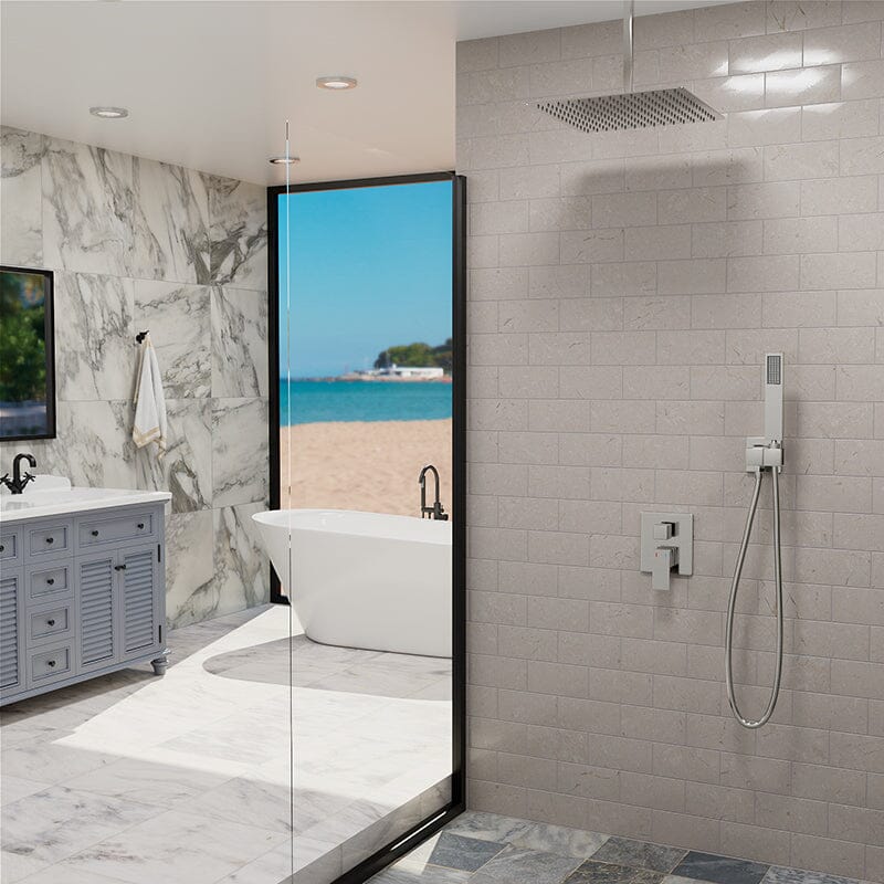 12&quot; Ceiling Mounted Square Shower Systems with Head Shower &amp; Hand Shower Combo Set