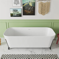 67'' Clawfoot Tub Solid Surface Stone Resin Freestanding Soaking Bathtub