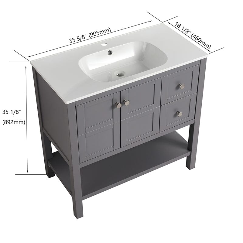 36-Inch Modern Freestanding Bathroom Vanity Sink Set with Storage Drawers