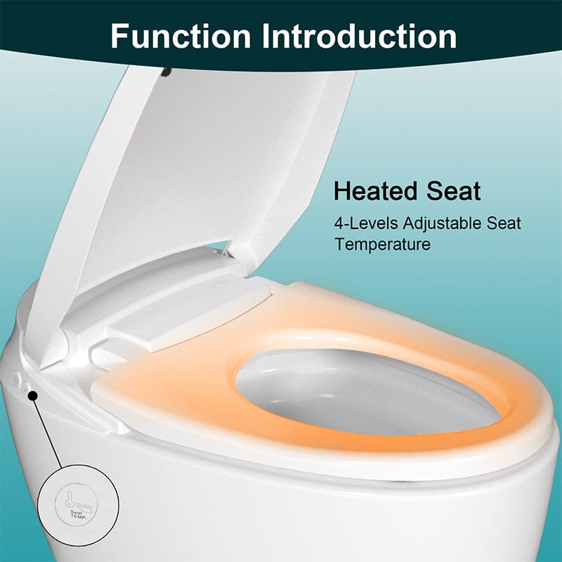 One-Piece Elongated Floor Smart Toilet with Seat Heating and Automatic Flushing