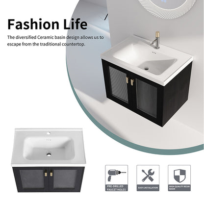 28 Inch Wall-Mounted  Bathroom Vanity with Sink, for Small Bathroom