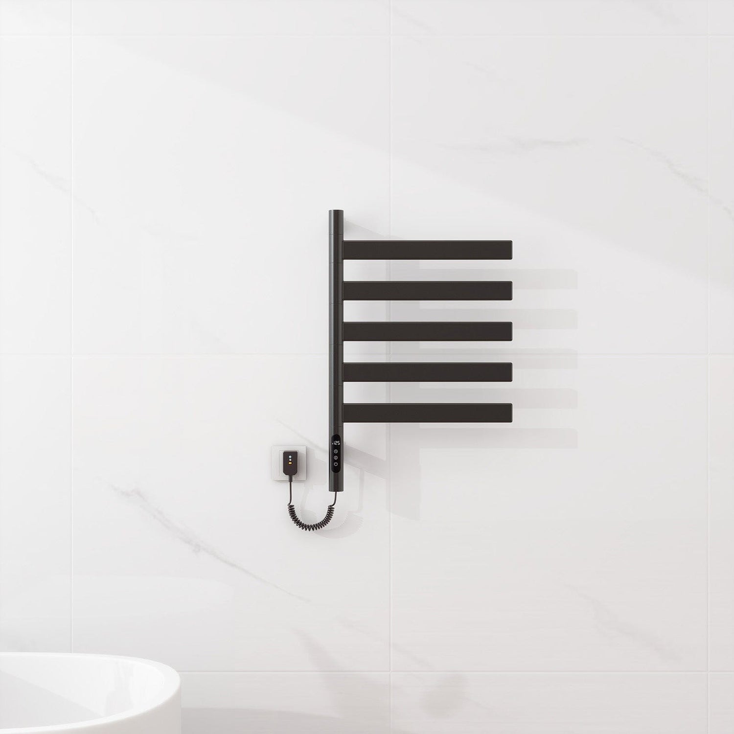 Heated Towel Racks for Bathroom, 180° Rotating Wall Mounted Towel Warmer with Flat 5 Bar