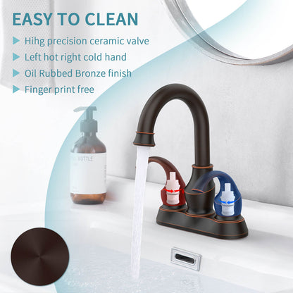 4 Inch 2 Handle Oil Rubbed Bronze Bathroom Faucet-easy to clean