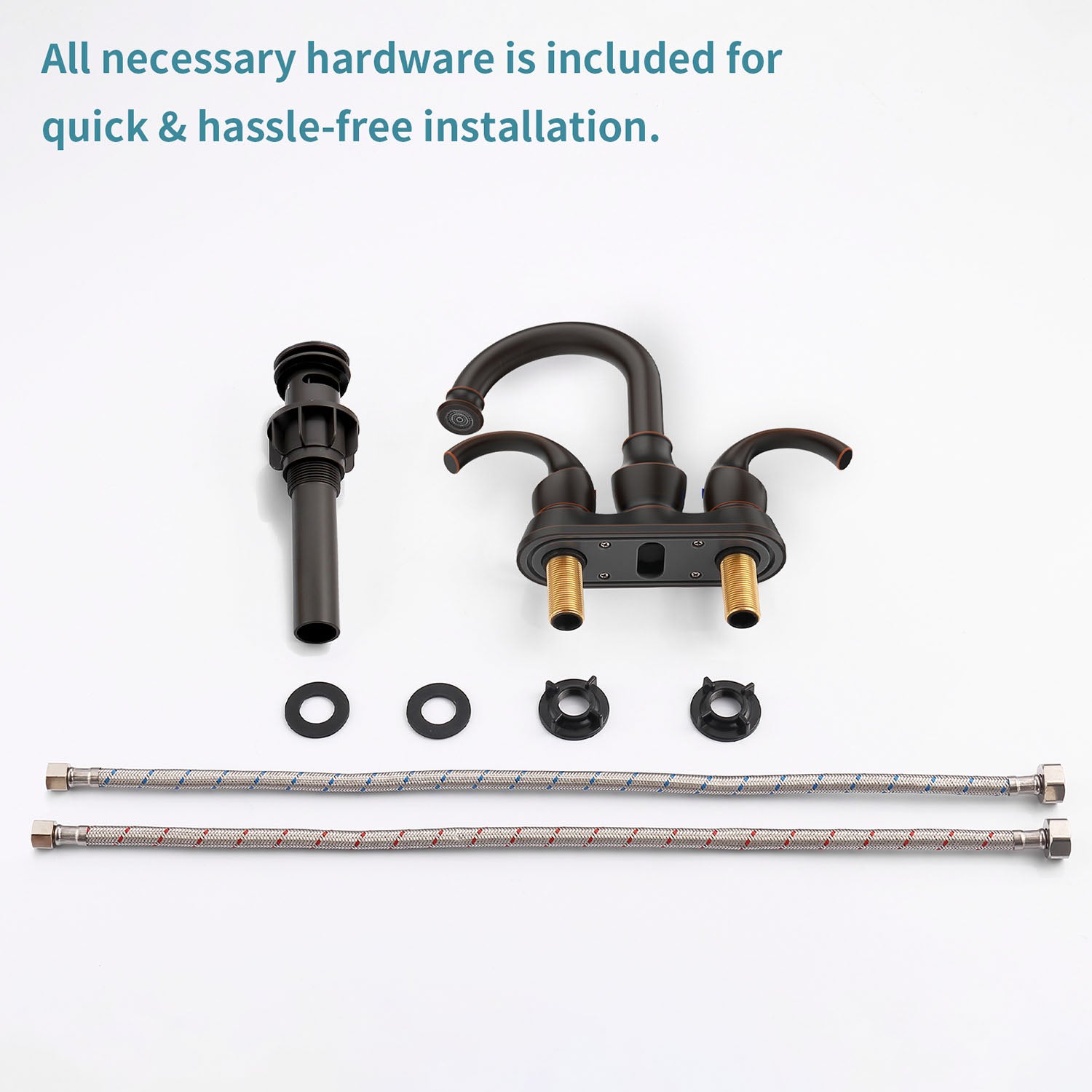 4 Inch 2 Handle Oil Rubbed Bronze Bathroom Faucet and accessories