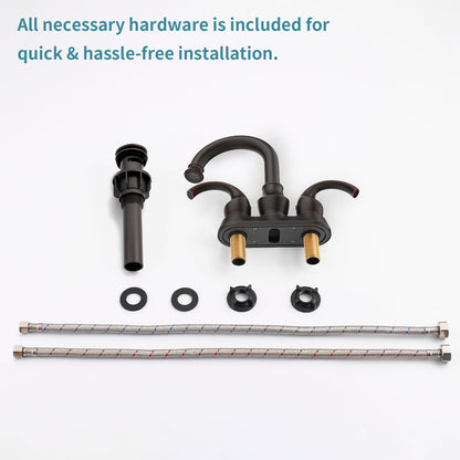 4 Inch 2 Handle Oil Rubbed Bronze Bathroom Faucet and accessories