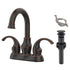 4 Inch 2 Handle Oil Rubbed Bronze Bathroom Faucet with Pop-Up Drain and Supply Hoses