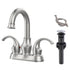 4 Inch Brushed Nickel 3 Hole Bathroom Sink Faucet with Pop-Up Drain and Supply Hoses