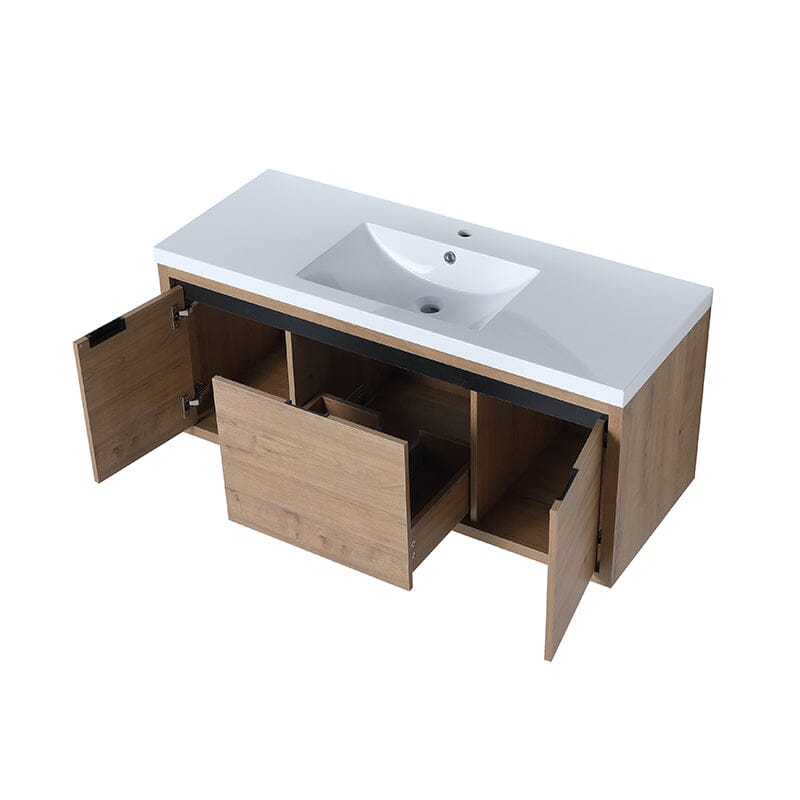 48-Inch Large Countertop Bathroom Vanity with Sink Floating Mount Soft-Close Drawers