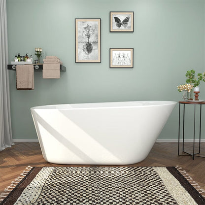 61&quot; Acrylic Single Slipper Freestanding Soaking Bathtub Glossy White