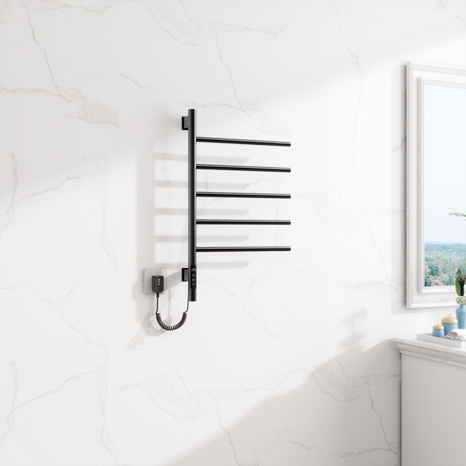 Heated Towel Racks for Bathroom, 180° Rotating Wall Mounted Towel Warmer with Built-in Timer