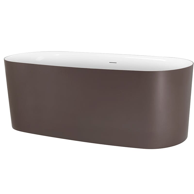 Affordable 59&quot; Oval Freestanding Soaking Bath in Brown