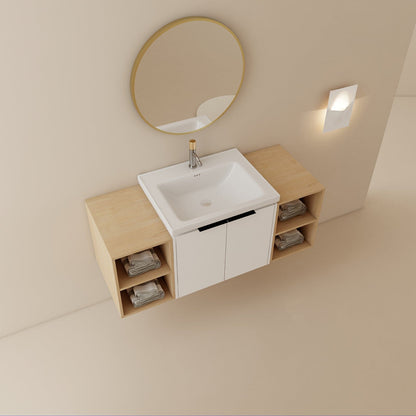 Giving Tree 48&quot; Wall-mounted Bathroom Vanity with Sink and Two Storage Shelves