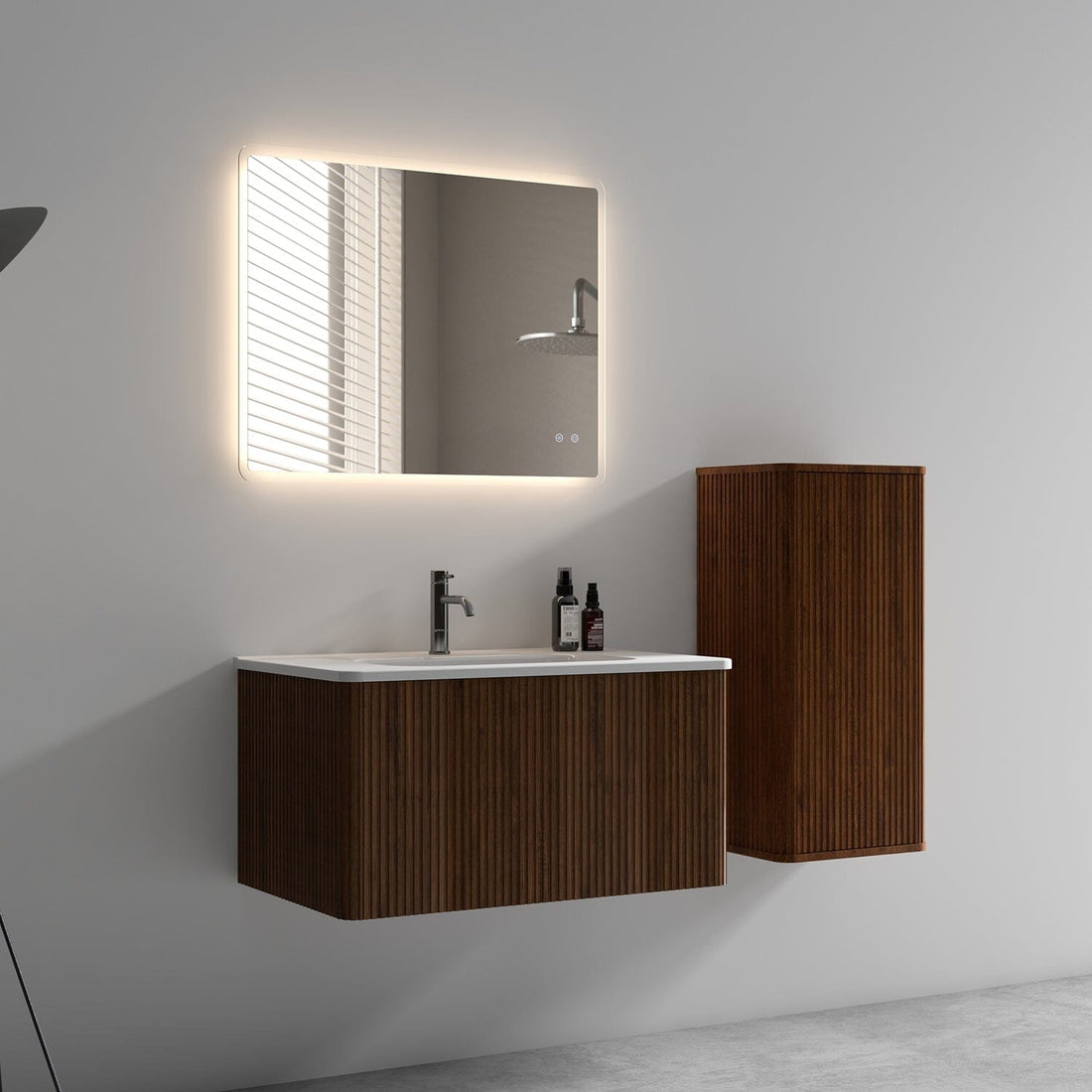 Giving Tree 30" Wooden Striped Modern Bathroom Vanity with Sink, Wall-mounted