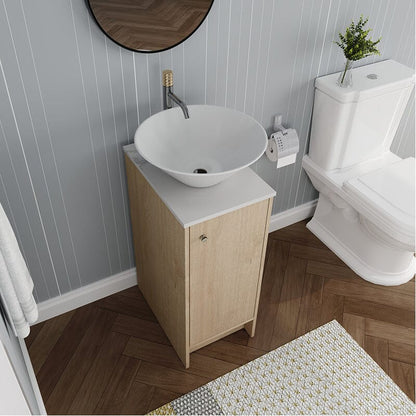 16-inch Freestanding Bathroom Vanity Round Sink With Soft-close Doors And Shelves