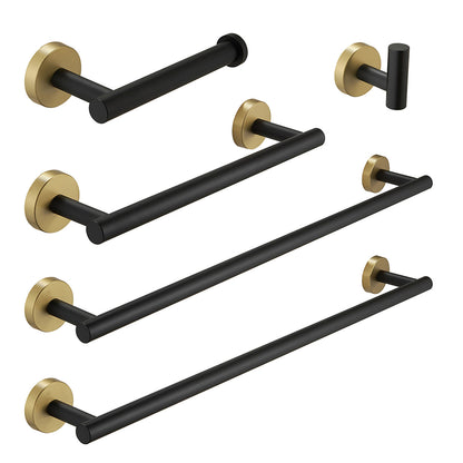 5-Piece Black &amp; Gold Wall-Mounted Bathroom Hardware Set