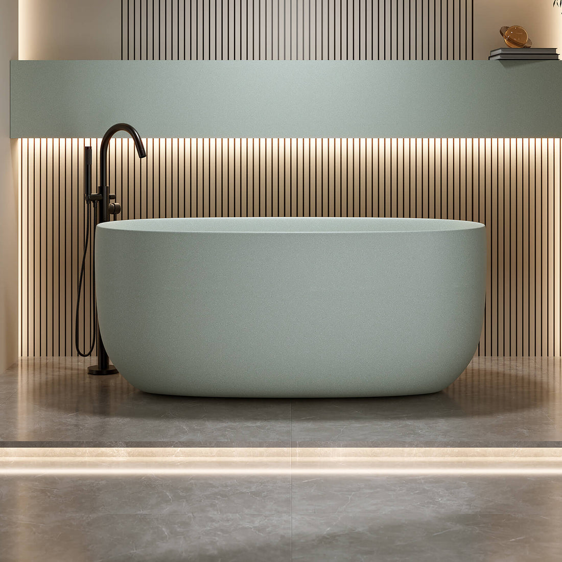 51 inch Turquoise Green Solid Surface Bathtub with Built In Overflow and Center Drain