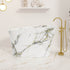 51 inch Solid Surface Built-in Seat Japanese Soaking Bathtub with Marble Pattern