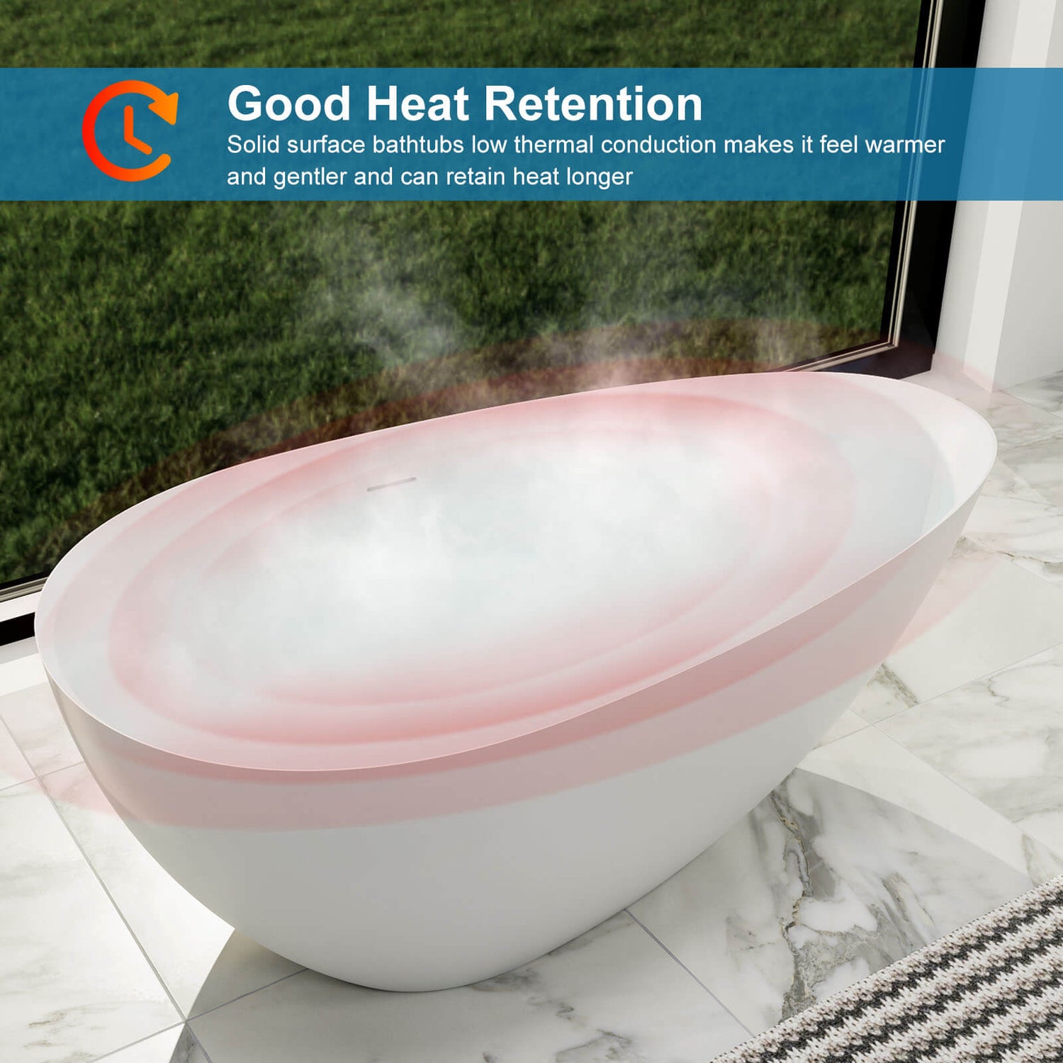 White 55&quot; Small Freestanding Soaking Tub Heating Guide