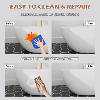 55&quot; Stone Resin Freestanding Small Bathtub, Oval Soaking Tub with Pop-up Drain and Overflow