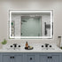 55x36 inch LED bathroom mirror with edge lighting and touch control buttons