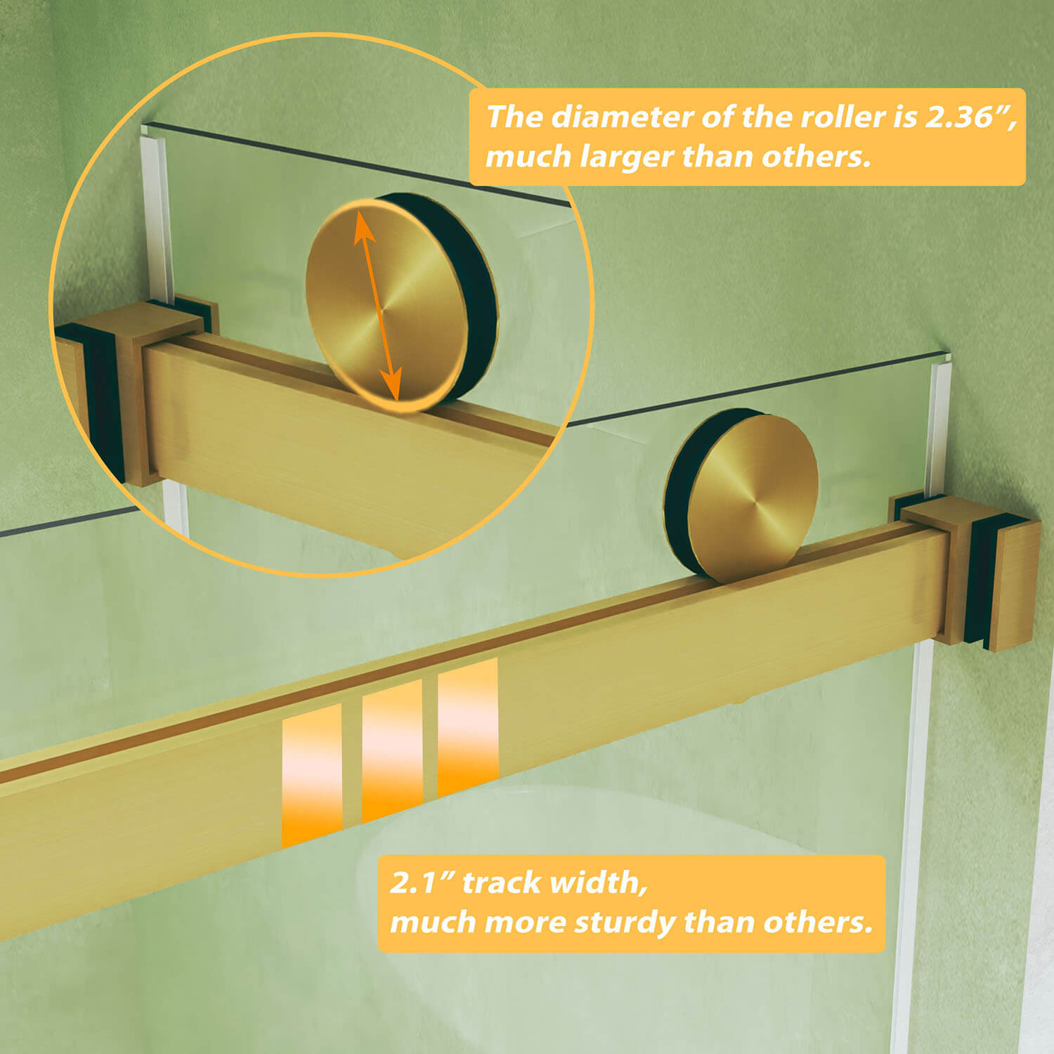 56 to 60 inch Adjustable Width Track System for Frameless Double Sliding Shower Door