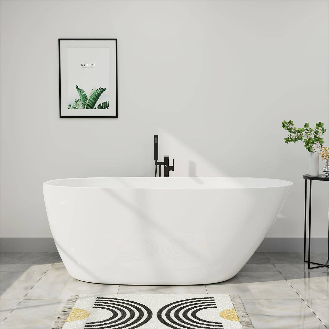 Mokleba 59&quot; Acrylic Egg Shape Free Standing Tub for Bathroom