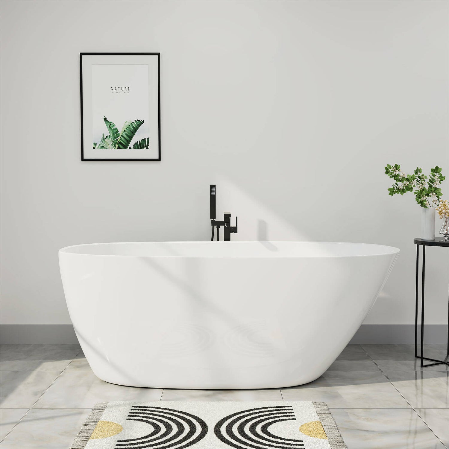 Mokleba 59&quot; Acrylic Egg Shape Free Standing Tub for Bathroom