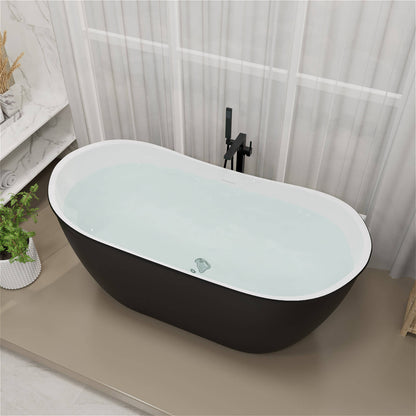 59 inch Black Acrylic Double Slipper Freestanding Tub