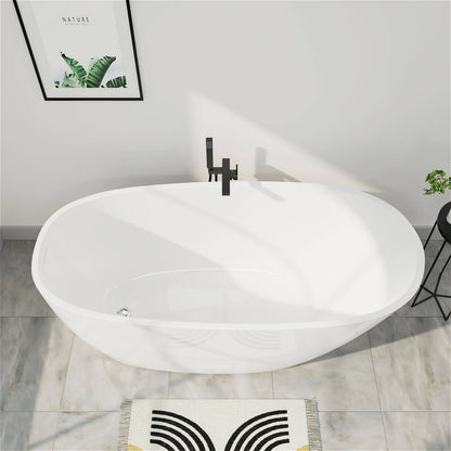 Mokleba 59&quot; Acrylic Egg Shape Free Standing Tub for Bathroom