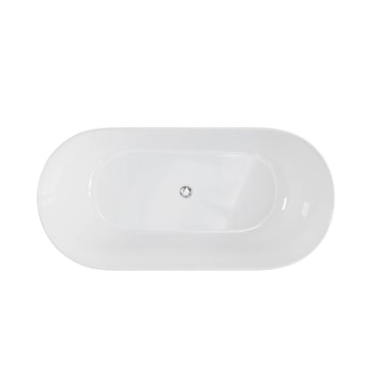 59 inch Oval Acrylic Bathtub with pop up drain