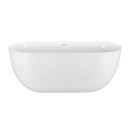 59 inch White Acrylic Oval Soaking Bathtub