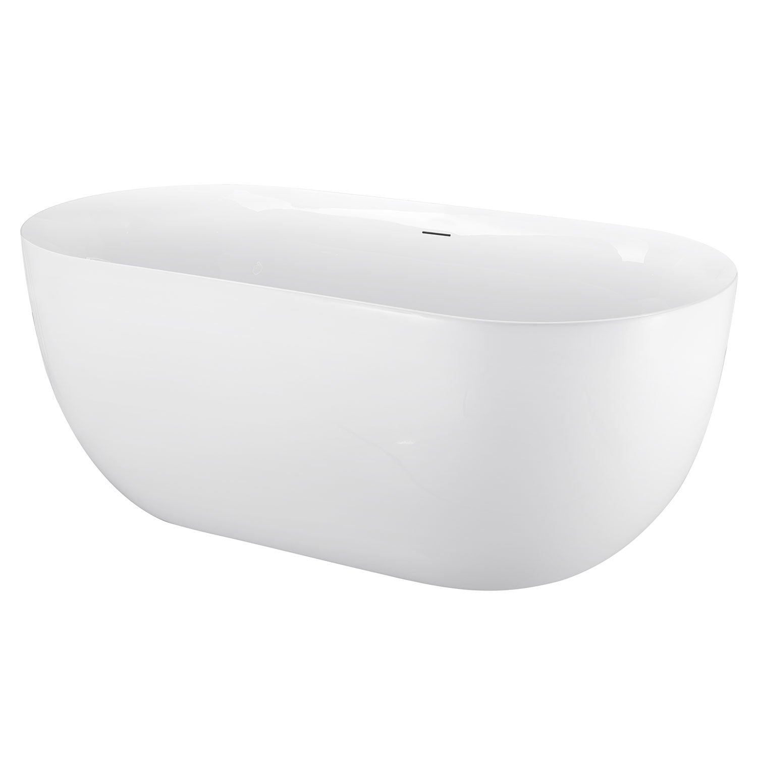 59 inch White Oval Soaking Acrylic Bathtub with overflow
