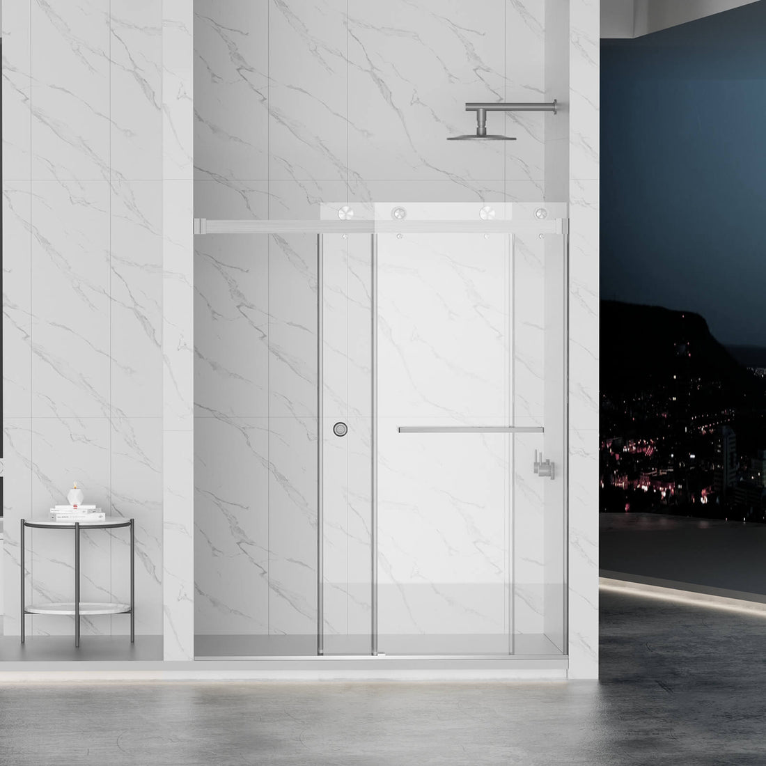 59x72 brushed nickel shower door front view