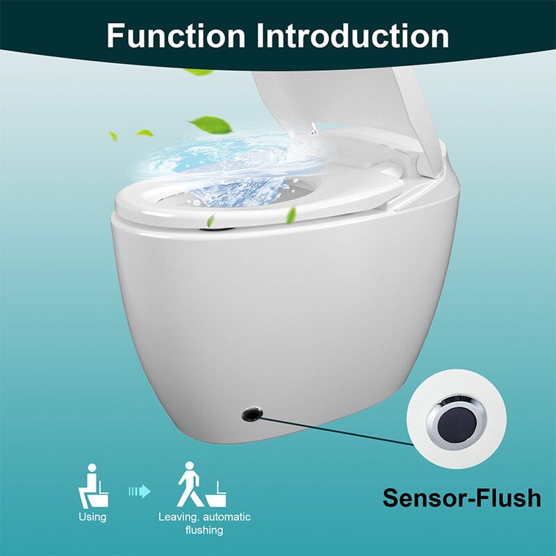 One-Piece Elongated Floor Smart Toilet with Seat Heating and Automatic Flushing
