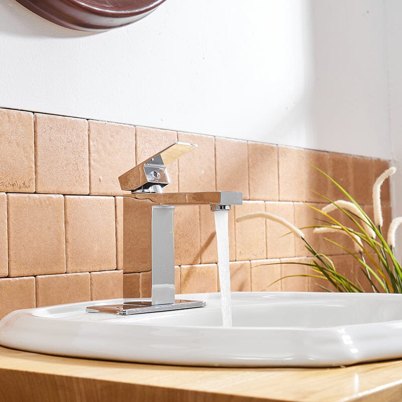 Chrome single handle bathroom faucet