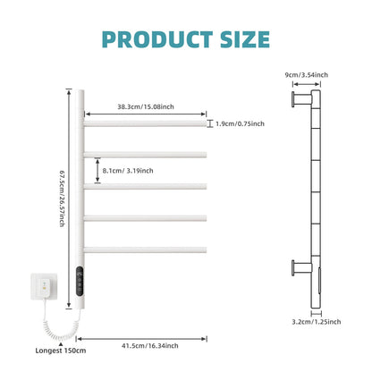 Heated Towel Racks for Bathroom, 180° Rotating Wall Mounted Towel Warmer with Built-in Timer