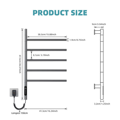 Heated Towel Racks for Bathroom, 180° Rotating Wall Mounted Towel Warmer with Built-in Timer