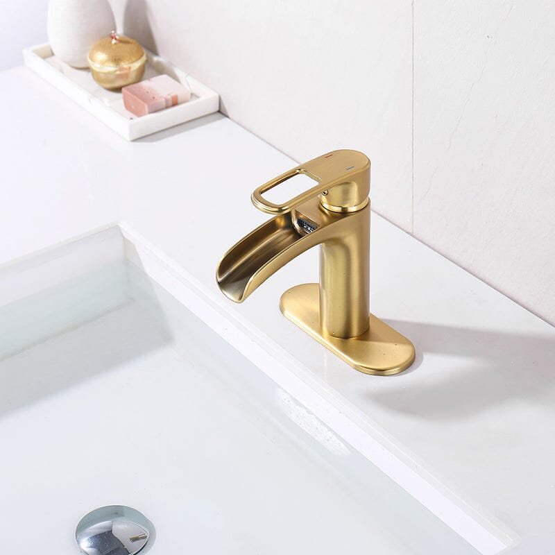 Waterfall Single Hole Single-Handle Bathroom Sink Faucet with Pop-up Drain Assembly