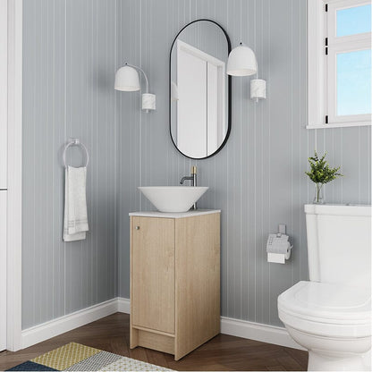 16-inch Freestanding Bathroom Vanity Round Sink With Soft-close Doors And Shelves
