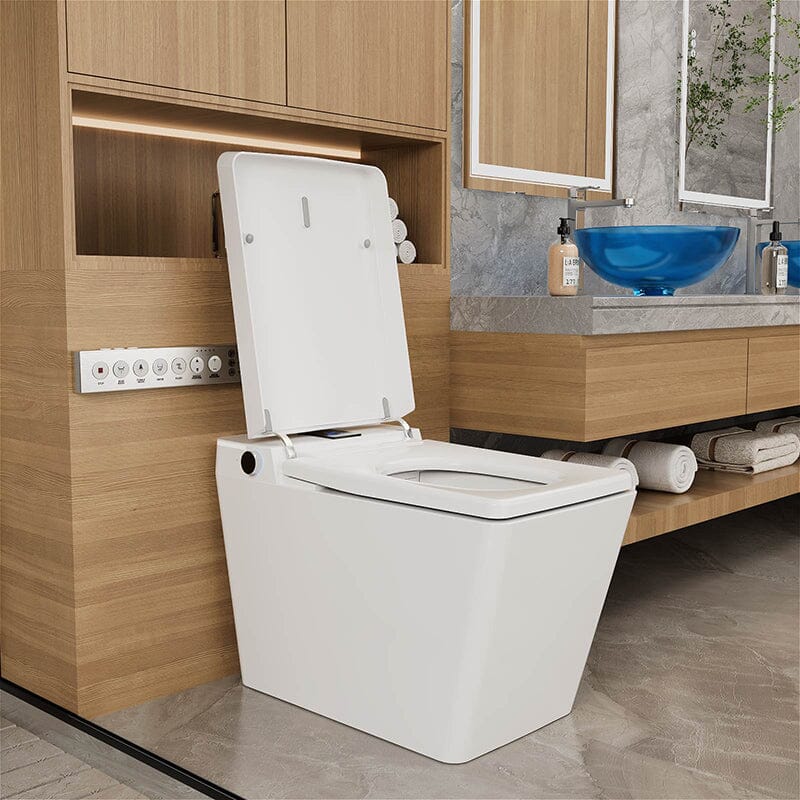One-Piece Floor Mounted Square Smart Toilet with Remote Control and Automatic Cover