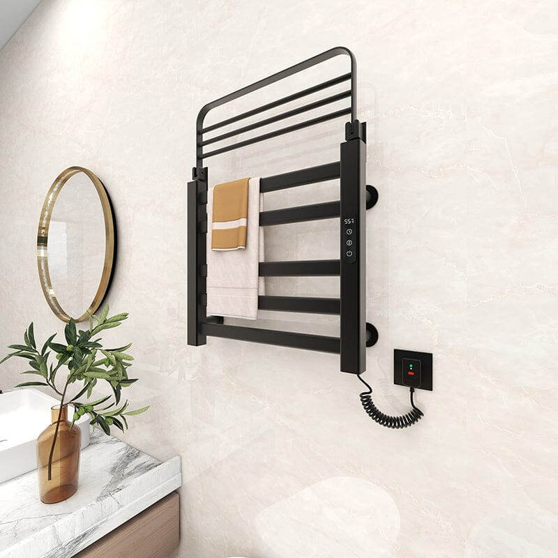 Bathroom Wall Mounted Smart Heated Towel Rack with Top Shelf