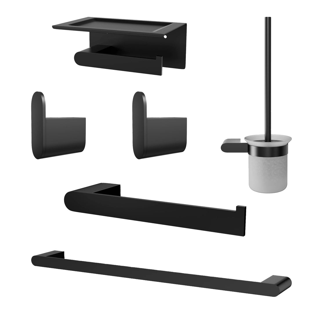 6-Piece Matte Black Bathroom Hardware Sets