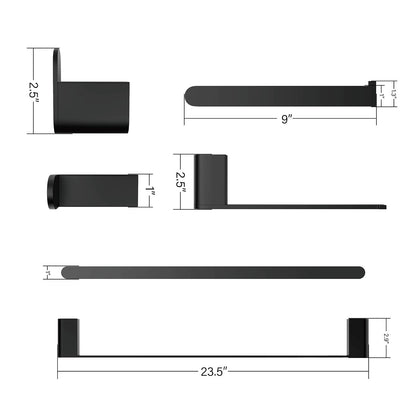 6-Piece Matte Black Bathroom Hardware Sets