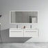 60-Inch Matt Snow White Wall Mounted Bathroom Vanity, LED Light & Sink