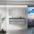 60 in Ash Gray Wall Mounted Bathroom Vanity with Black Quartz Sand Top Basin