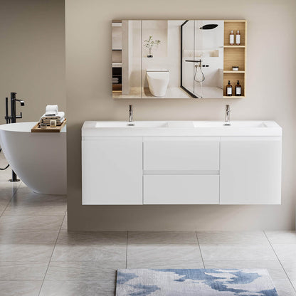 60 in Double Sink Bathroom Vanity with Soft Close Drawers