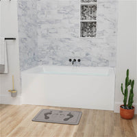60" Solid Surface Alcove Soaking Bathtub