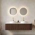 60 in Walnut Double Sink Vanity with Stone Veined Ceramic Basins